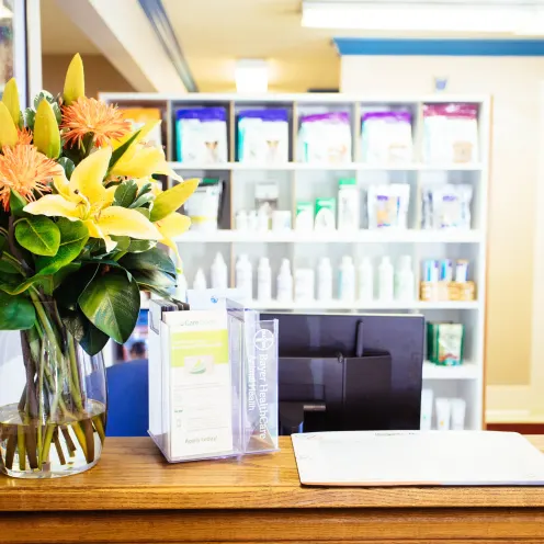 Reception desk at North End Pet Hospital